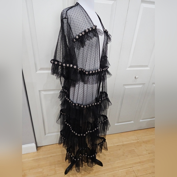 Dolls Kill Goth Unholy Midnight Honeymoon Sheer Lace Tulle Rose Robe Lingerie OS - Picture 4 of 7